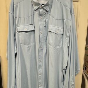 Men's Light Blue Poncho Pearl Button-Shirt